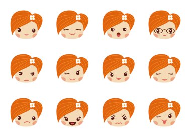 Kızlar, avatar koleksiyonu kümesi Emoji