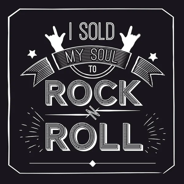 Kutipan vektor tentang rock - Saya menjual jiwa saya ke - n-roll. Konsep desain musik untuk t-shirt, poster, logo, sampul CD. ilustrasi . - Stok Vektor