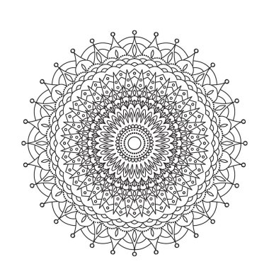 Boyama kitabı Mandala. Süs mandala desen, siyah ve beyaz tasarım yuvarlak dantel süs daire içine alın. sayfa boyama için vektör