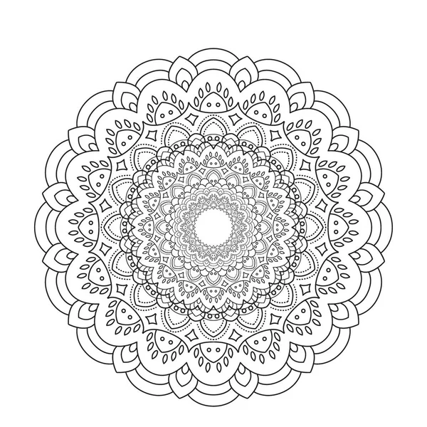 Színezés könyv Mandala. Csipke dísz Dísznövény mandala design pattern, fekete-fehér kerek kör. vektorának színező oldal — Stock Vector