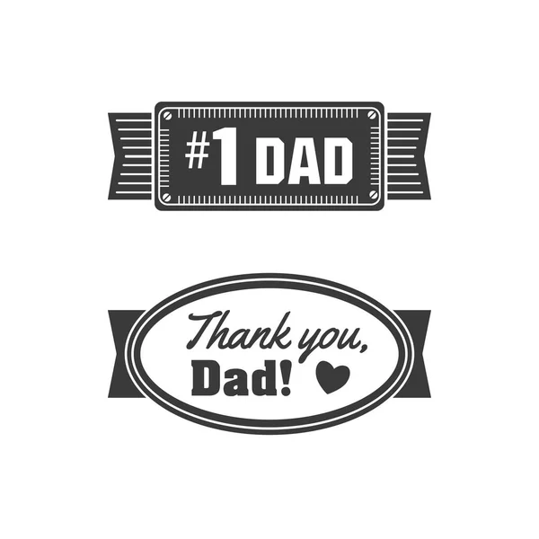Elszigetelt boldog apák napi idézetek a fehér háttér. Köszönöm, apa. Gratulálunk Papa címke, jelvény vektor. Dr elemek — Stock Vector