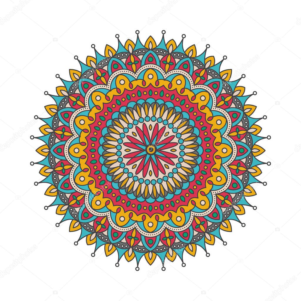 Decorative arabic round lace ornate mandala.