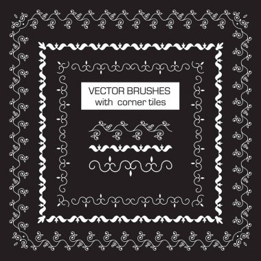 Dekoratif vektör fırçalar ile dış köşe fayans sınırları, süs eşyaları için.