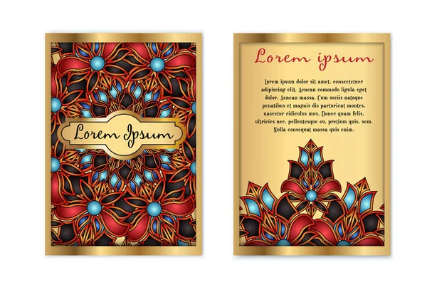 Vector șablon vintage card cadou de lux. Floral mandala model fundal. Design național Aranjament. Islamul, araba, indiana, motive otomane. Card cadou pentru magazin, yoga, frumusețe, bijutier — Vector de stoc