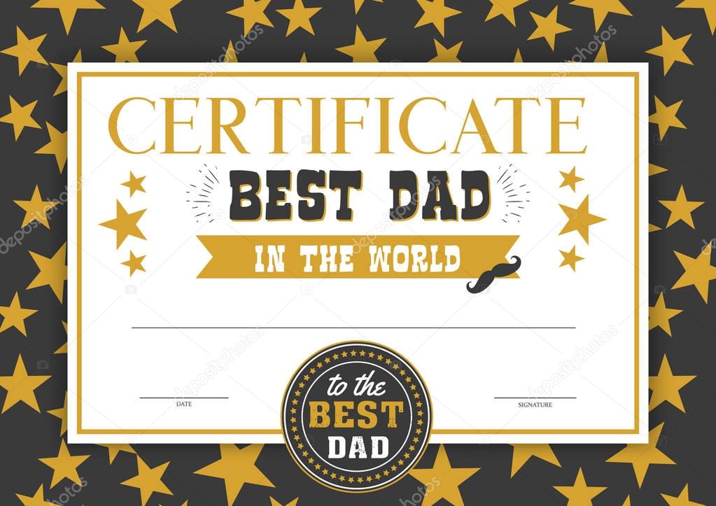 Best dad in the world certificate
