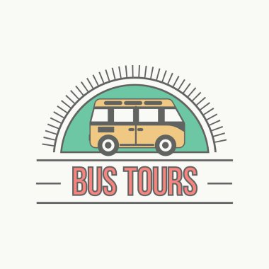 Otobüs yolculuğu ve trvel tur rozet logosu