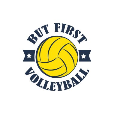 Yellow volleyball emblem clipart