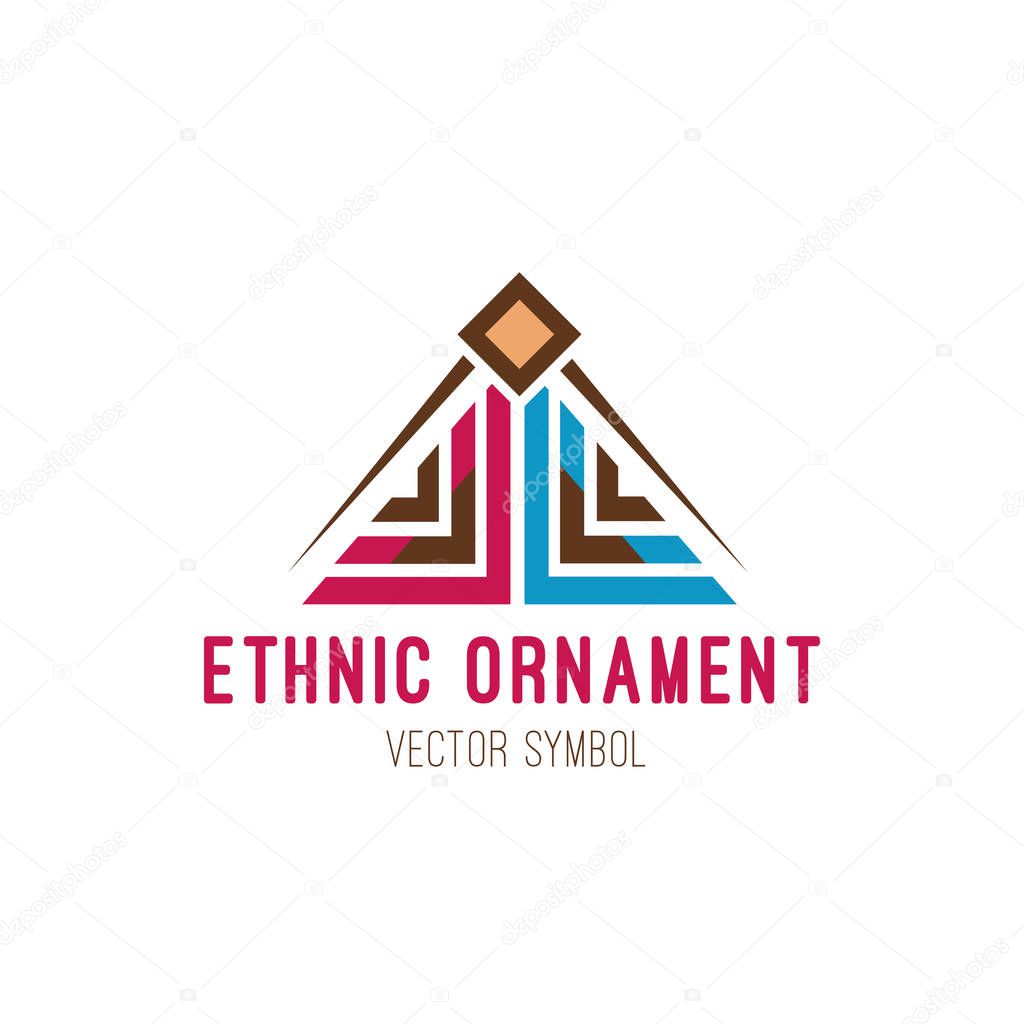Native tribal logo. Colorful geometric design, aztec and indian culture ornament. Flat style vector icon isolated on white background. geometric art