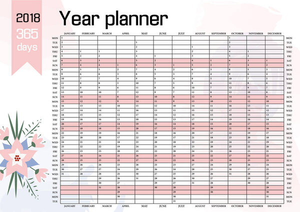 Year Wall Planner 2018