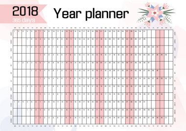 2018 duvar çalışma için planlayıcısı