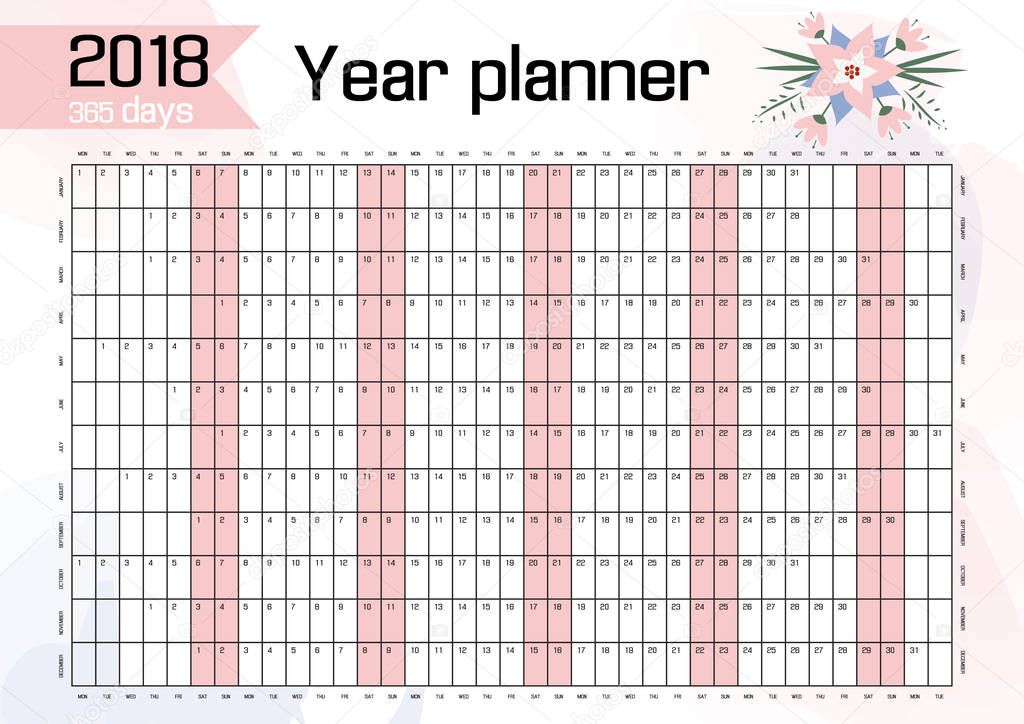 Planner for 2018 wall working