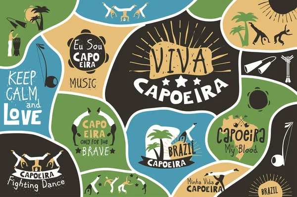 Cartel brasileño de capoeira — Vector de stock