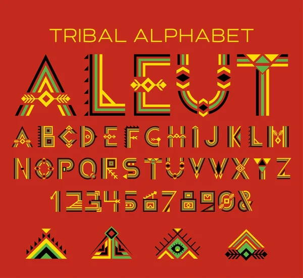 Tribal aleutiska alfabetet — Stock vektor