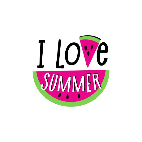 Inskriften Hej sommar och vattenmelon slice, vektor, bokstäver — Stock vektor