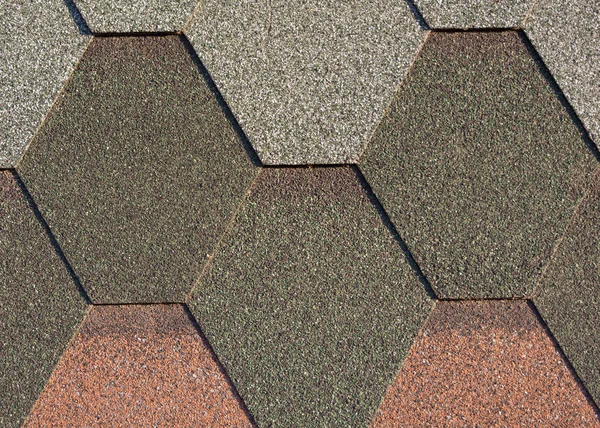 Different Color Shingles Bitumen Tile Background Abrasive Texture Roofing Material — Stock Photo, Image