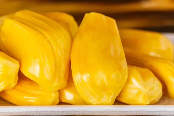 Κομμάτι κίτρινο jackfruit κρέας balls.closeup πυροβόλησε. (καρποί) — Φωτογραφία Αρχείου