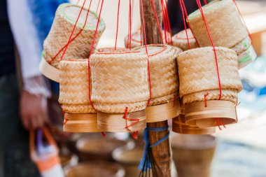 Bambu ahşap pirinç kutusu yapışkan pirinç için