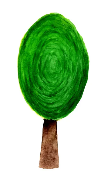 Зеленое дерево в акварели — стоковое фото