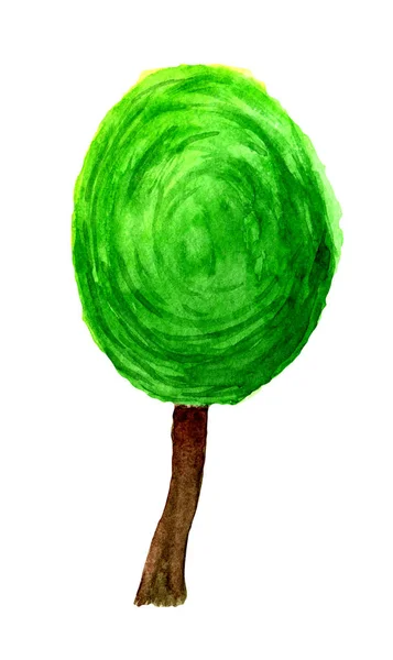 Zielone drzewo w akwarela — Zdjęcie stockowe