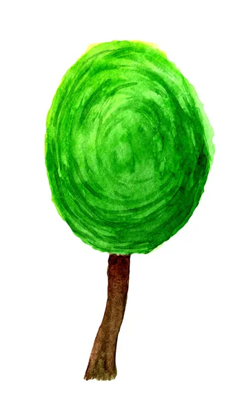 Groene boom in aquarel — Stockfoto