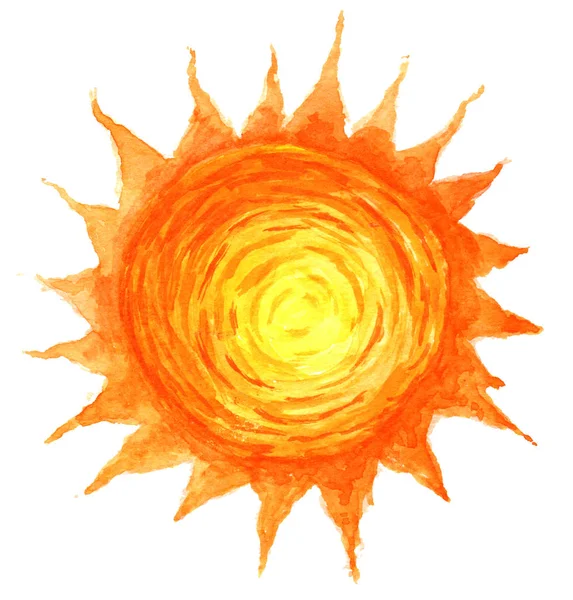 Oranje zon in aquarel — Stockfoto