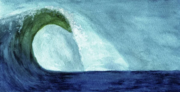 Onda oceânica em aquarela — Fotografia de Stock