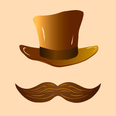 vektör bıyığı ve şapka geçmişe dönük