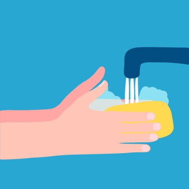 Sabun vektörü illüstrasyonuyla önleyici el yıkama