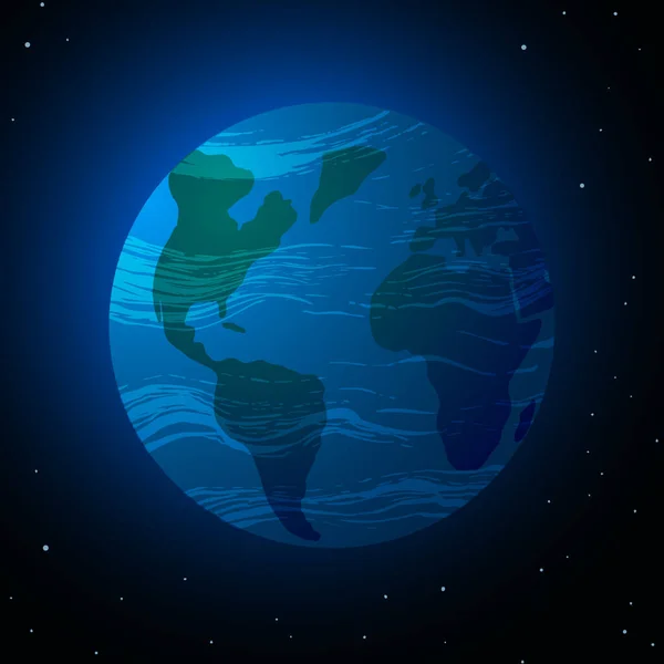 Illustrazione del cartone animato vettoriale della Terra dallo Spazio . — Vettoriale Stock