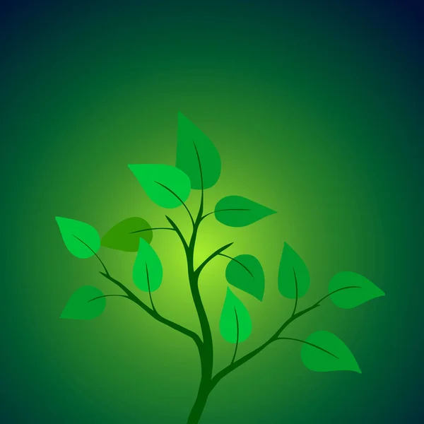 Vector νεαρό δέντρο πυροβολούν στο πράσινο φόντο. — Διανυσματικό Αρχείο