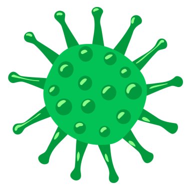 Beyaz arkaplanda yeşil koronavirüsün vektör çizimi