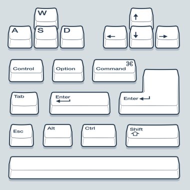 Line Art Keyboard Keys in Isometric View clipart