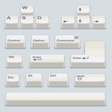 White Keyboard Keys in Isometric View clipart