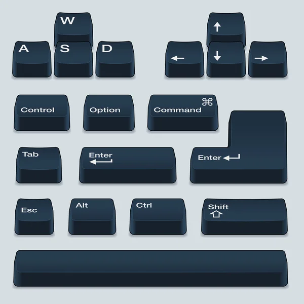 Keyboard line art Line Art Keyboard Keys in Isometric View — Stock