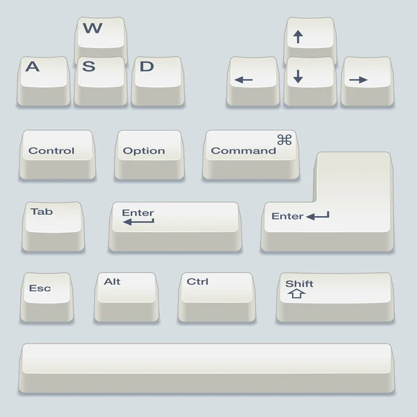 Bílá klávesnice klíče v izometrickém pohledu Stock Ilustrace