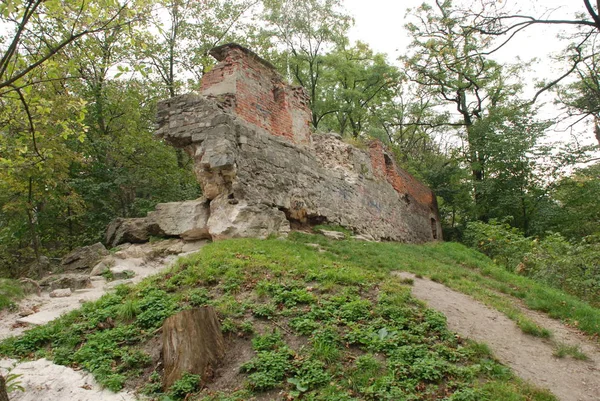 The remains of the defense wall of the old castl — Stock Photo, Image