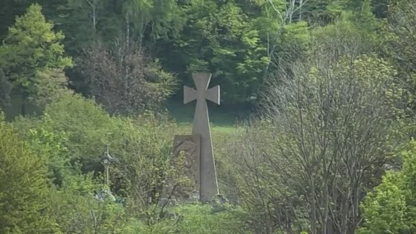 Memorial Sign Cementerio Cosaco Kremenets — Vídeos de Stock