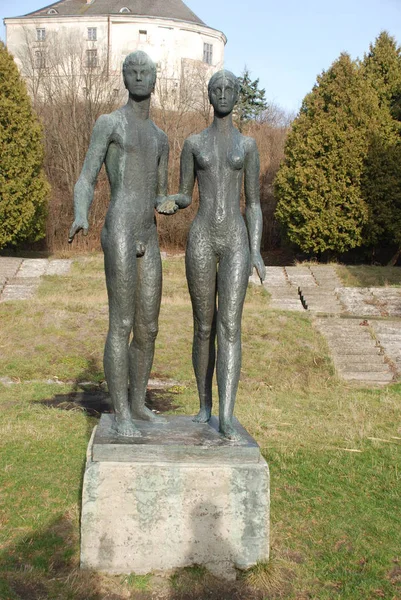Sculpture Dans Parc Château Olesko — Photo