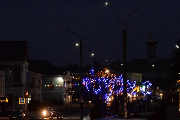 夜市的圣诞灯 — 图库照片