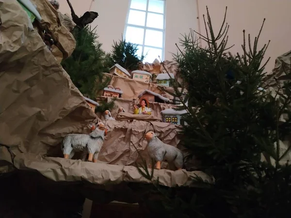 Ternopil Deki Peter Paul Tapınağında Noel Beşiği — Stok fotoğraf
