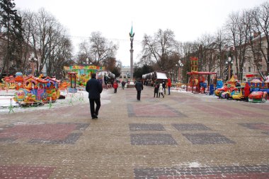 Köşedeki tiyatro meydanı Ternopil.Ukrayna.