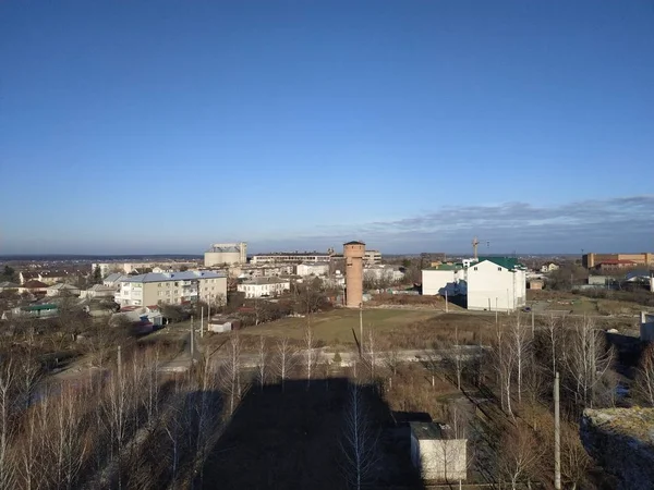 Het Uitzicht Vanuit Het Raam Naar Stad — Stockfoto