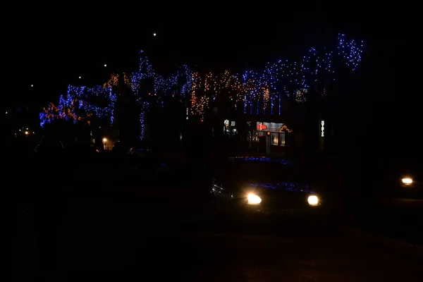 Luci Natale Della Città Serale — Foto Stock