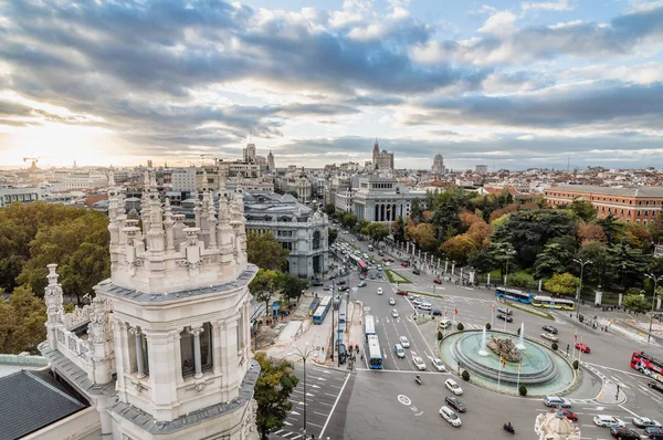 Pohled na náměstí Cibeles z radnice v Madridu — Stock fotografie