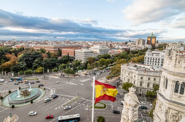 Blick auf den Platz der Zibeles vom Rathaus von Madrid — Stockfoto