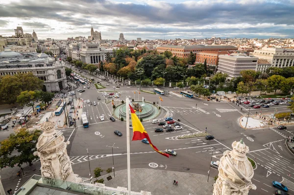 Blick auf den Platz der Zibeles vom Rathaus von Madrid — Stockfoto