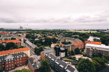Aerial view of Copenhagen a cloudy day of summer clipart