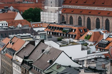 Münih'in tarihi kent merkezinden çekici görünümünü yüksek açı