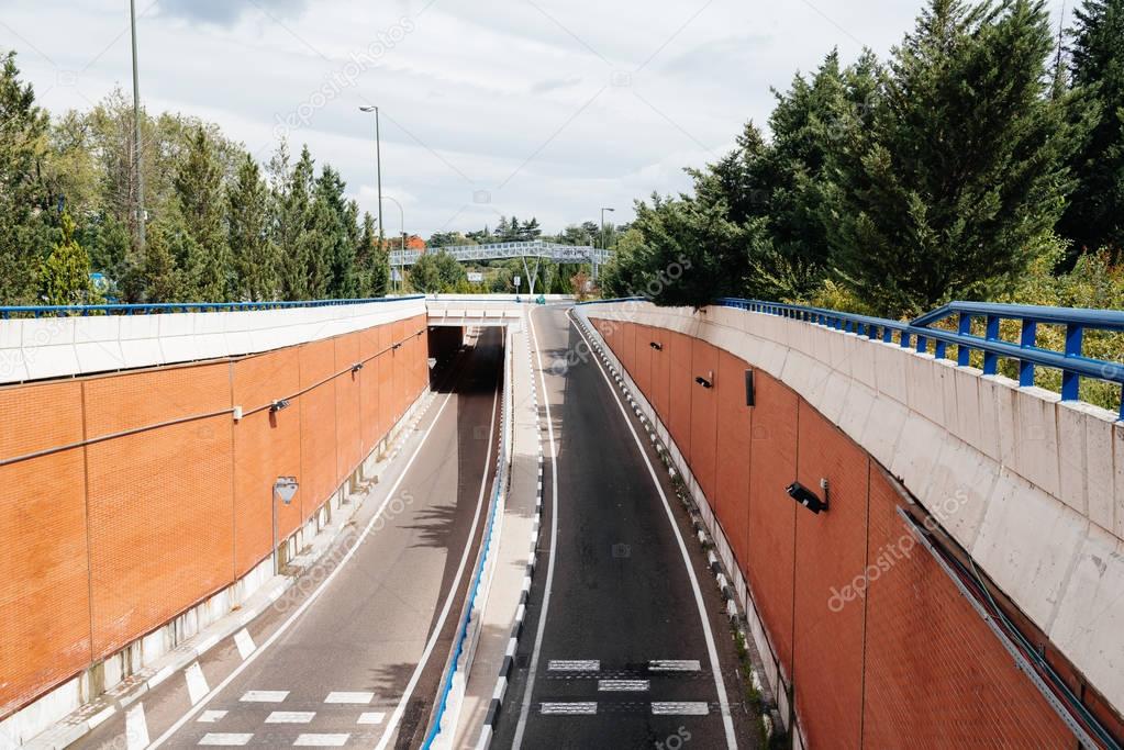 Access to M30 Motorway in Madrid a cloudy day