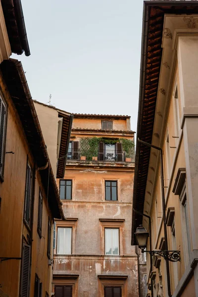 Vista de baixo ângulo de edifícios antigos no centro histórico de Roma a s — Fotografia de Stock